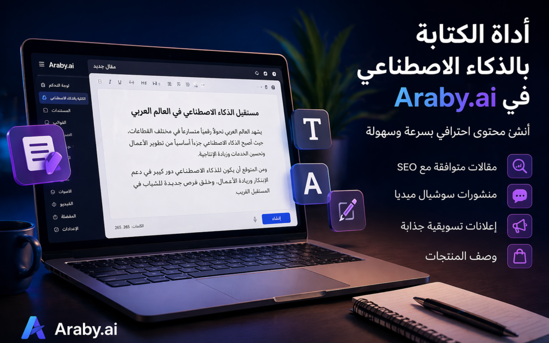 دليلك الشامل لاستخدام أداة الكتابة في Araby.ai لإنشاء محتوى احترافي بسرعة: أداة الكتابة بالذكاء الاصطناعي في Araby.ai
